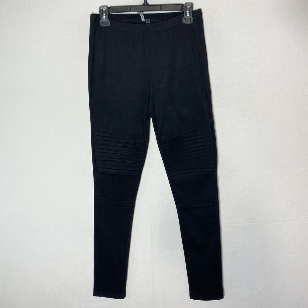 Amanda Green Black Faux Suede Pull On Skinny Pants Leggings S